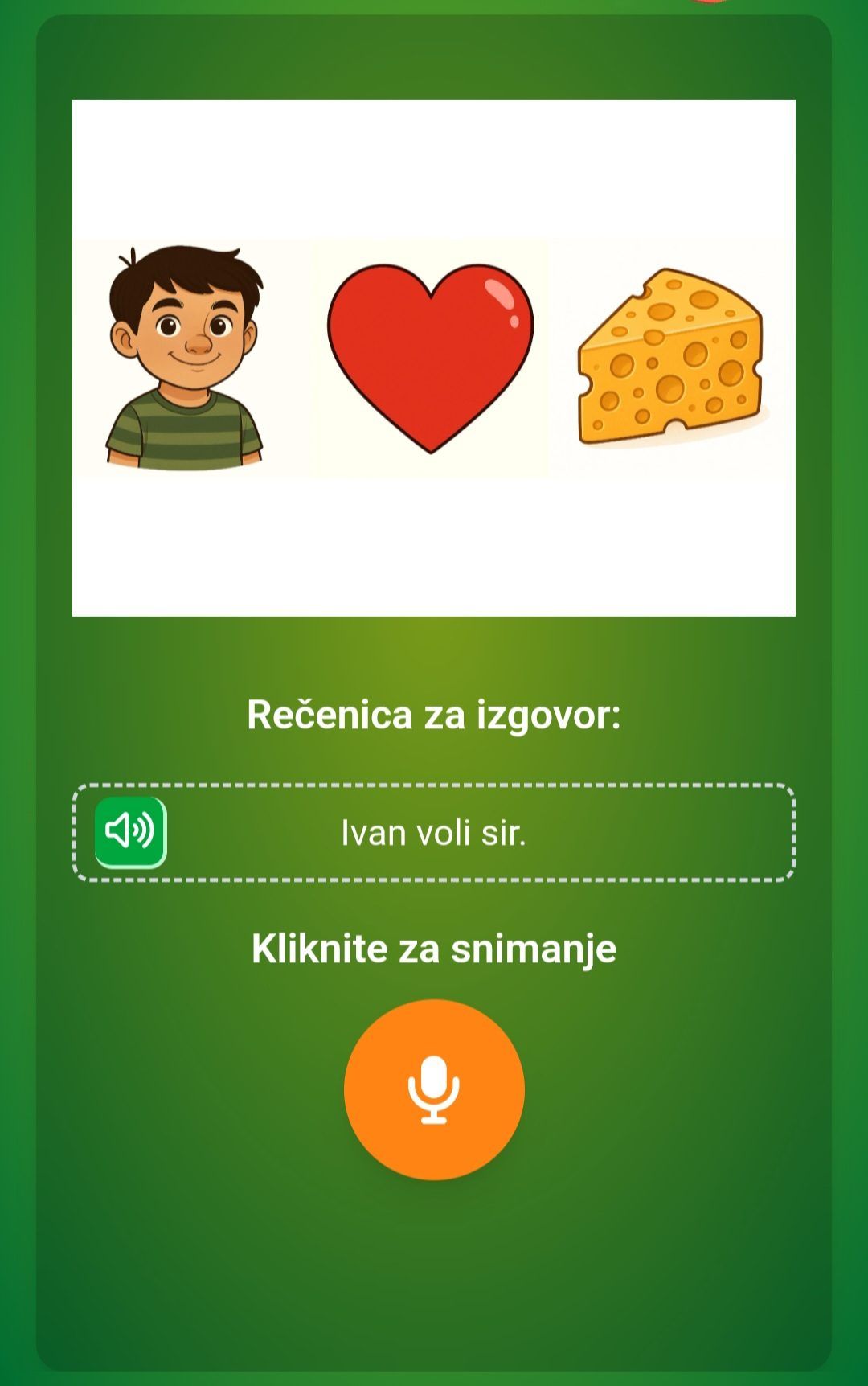 Prikaz vježbe Reci rečenicu s nizom sličica.
